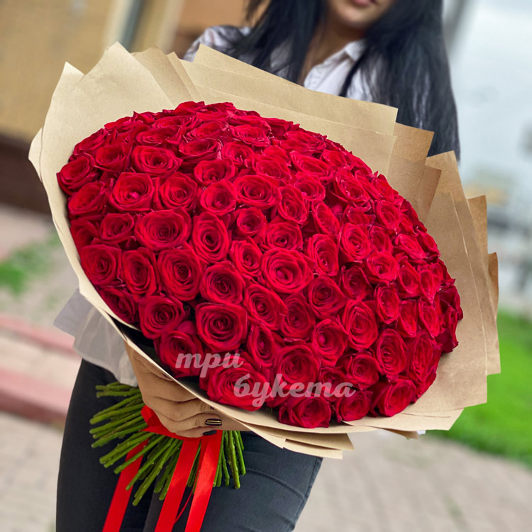 101 красная роза (Premium) 70 см.
