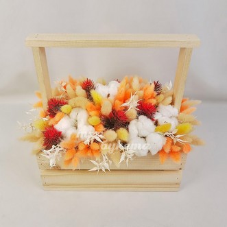 Хлопок и гелихризум в ящике