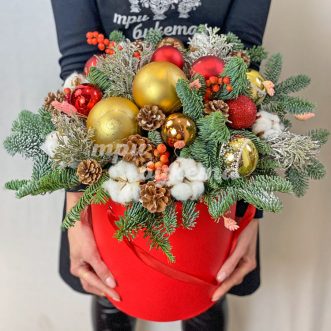 Желтые и красные шары в коробке