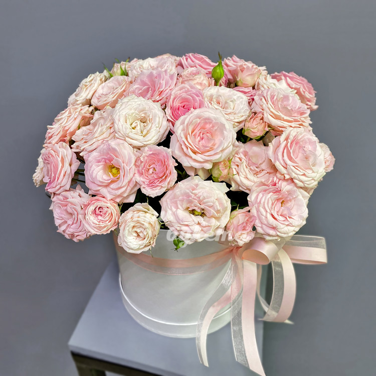 Коробка из 11 светло-розовых куст. роз